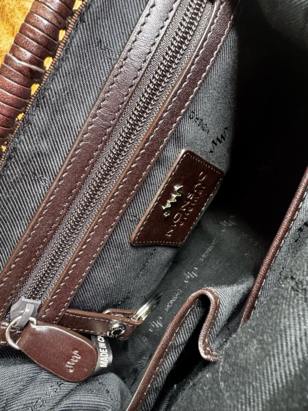 MONSAC Italian Luxury Woven Leather Top-Handle Shoulder Tote Bag Brown Y2K 11x8 - Picture 11 of 11